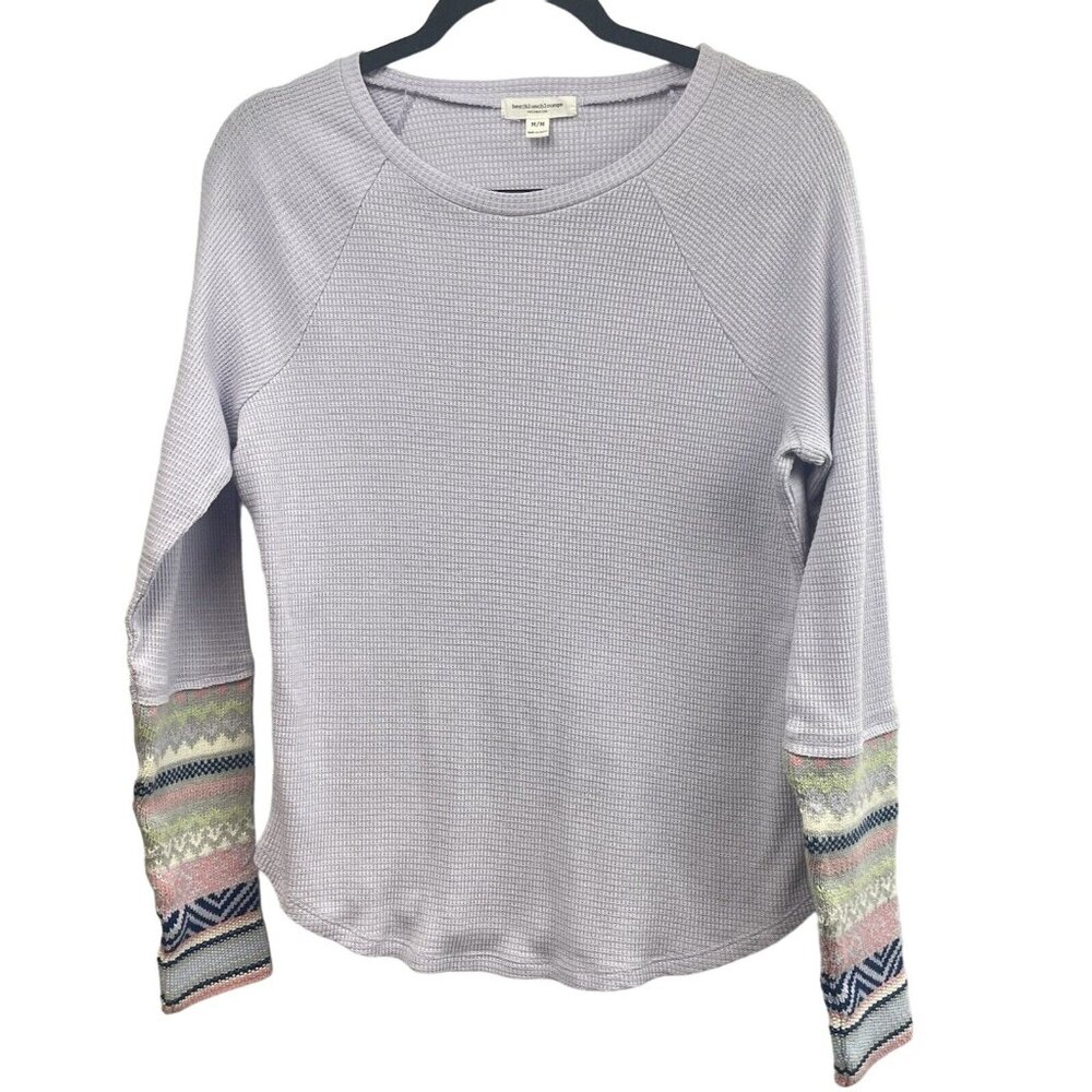 Beach Lunch Lounge Lavender Waffle Knit Thermal Long Sleeve Tee Size Medium